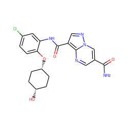 NC(=O)c1cnc2c(C(=O)Nc3cc(Cl)ccc3O[C@H]3CC[C@@H](O)CC3)cnn2c1 ZINC001772619395