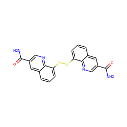 NC(=O)c1cnc2c(SSc3cccc4cc(C(N)=O)cnc34)cccc2c1 ZINC001772623683