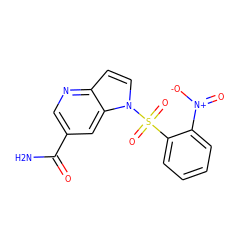 NC(=O)c1cnc2ccn(S(=O)(=O)c3ccccc3[N+](=O)[O-])c2c1 ZINC000043075275