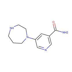 NC(=O)c1cncc(N2CCCNCC2)c1 ZINC000013703948