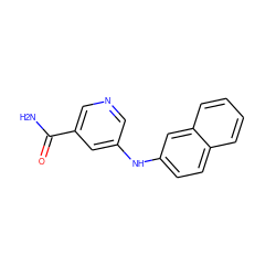 NC(=O)c1cncc(Nc2ccc3ccccc3c2)c1 ZINC000299838653