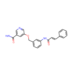 NC(=O)c1cncc(OCc2cccc(NC(=O)/C=C/c3ccccc3)c2)c1 ZINC000653871524