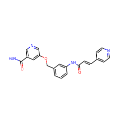 NC(=O)c1cncc(OCc2cccc(NC(=O)/C=C/c3ccncc3)c2)c1 ZINC000653887135