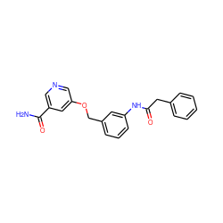 NC(=O)c1cncc(OCc2cccc(NC(=O)Cc3ccccc3)c2)c1 ZINC000653861152