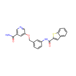 NC(=O)c1cncc(OCc2cccc(NC(=O)c3cc4ccccc4s3)c2)c1 ZINC000653861868