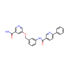 NC(=O)c1cncc(OCc2cccc(NC(=O)c3ccc(-c4ccccc4)nc3)c2)c1 ZINC000653887133