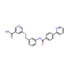 NC(=O)c1cncc(OCc2cccc(NC(=O)c3ccc(-c4ccccn4)cc3)c2)c1 ZINC000653864182