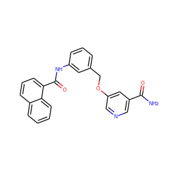 NC(=O)c1cncc(OCc2cccc(NC(=O)c3cccc4ccccc34)c2)c1 ZINC000653859575