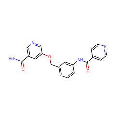 NC(=O)c1cncc(OCc2cccc(NC(=O)c3ccncc3)c2)c1 ZINC000653861171