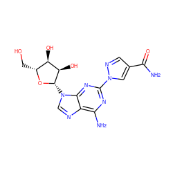 NC(=O)c1cnn(-c2nc(N)c3ncn([C@@H]4O[C@H](CO)[C@@H](O)[C@H]4O)c3n2)c1 ZINC000013818941