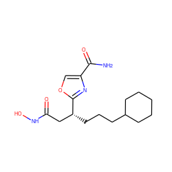 NC(=O)c1coc([C@H](CCCC2CCCCC2)CC(=O)NO)n1 ZINC000040933749