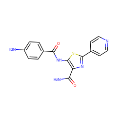 NC(=O)c1nc(-c2ccncc2)sc1NC(=O)c1ccc(N)cc1 ZINC000149933243