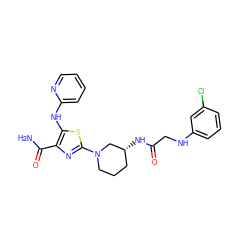 NC(=O)c1nc(N2CCC[C@@H](NC(=O)CNc3cccc(Cl)c3)C2)sc1Nc1ccccn1 ZINC000209429877