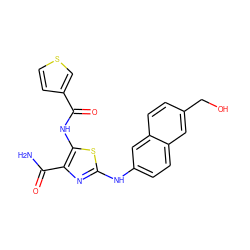 NC(=O)c1nc(Nc2ccc3cc(CO)ccc3c2)sc1NC(=O)c1ccsc1 ZINC000473164987