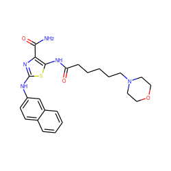 NC(=O)c1nc(Nc2ccc3ccccc3c2)sc1NC(=O)CCCCCN1CCOCC1 ZINC000207280222