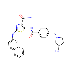 NC(=O)c1nc(Nc2ccc3ccccc3c2)sc1NC(=O)c1ccc(CN2CC[C@H](N)C2)cc1 ZINC000473179081