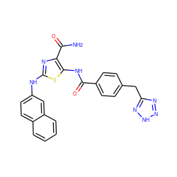 NC(=O)c1nc(Nc2ccc3ccccc3c2)sc1NC(=O)c1ccc(Cc2nn[nH]n2)cc1 ZINC000473179088