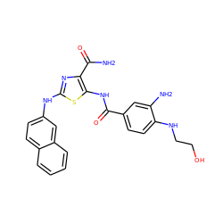 NC(=O)c1nc(Nc2ccc3ccccc3c2)sc1NC(=O)c1ccc(NCCO)c(N)c1 ZINC000473164971