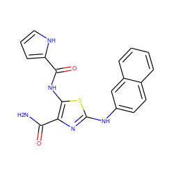 NC(=O)c1nc(Nc2ccc3ccccc3c2)sc1NC(=O)c1ccc[nH]1 ZINC000473165318