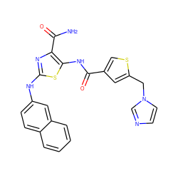 NC(=O)c1nc(Nc2ccc3ccccc3c2)sc1NC(=O)c1csc(Cn2ccnc2)c1 ZINC000473179087