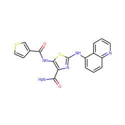 NC(=O)c1nc(Nc2cccc3ncccc23)sc1NC(=O)c1ccsc1 ZINC000473165298