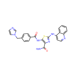 NC(=O)c1nc(Nc2ccnc3ccccc23)sc1NC(=O)c1ccc(Cn2ccnc2)cc1 ZINC000473179075