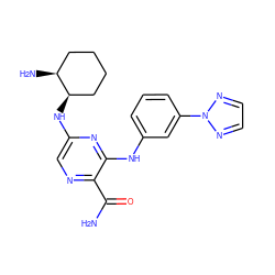 NC(=O)c1ncc(N[C@@H]2CCCC[C@@H]2N)nc1Nc1cccc(-n2nccn2)c1 ZINC000144396503