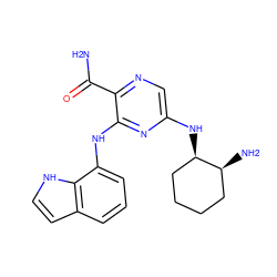 NC(=O)c1ncc(N[C@@H]2CCCC[C@@H]2N)nc1Nc1cccc2cc[nH]c12 ZINC000205944116