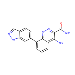 NC(=O)c1nnc2c(-c3ccc4cn[nH]c4c3)cccc2c1N ZINC000205295722