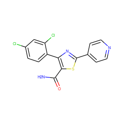 NC(=O)c1sc(-c2ccncc2)nc1-c1ccc(Cl)cc1Cl ZINC000169342567