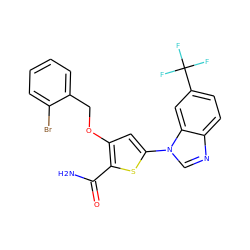 NC(=O)c1sc(-n2cnc3ccc(C(F)(F)F)cc32)cc1OCc1ccccc1Br ZINC000040934898