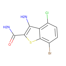 NC(=O)c1sc2c(Br)ccc(Cl)c2c1N ZINC000063298546