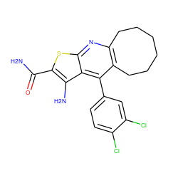 NC(=O)c1sc2nc3c(c(-c4ccc(Cl)c(Cl)c4)c2c1N)CCCCCC3 ZINC000049069294