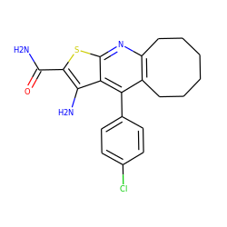 NC(=O)c1sc2nc3c(c(-c4ccc(Cl)cc4)c2c1N)CCCCCC3 ZINC000049068935