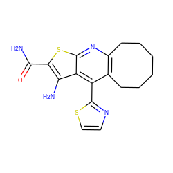 NC(=O)c1sc2nc3c(c(-c4nccs4)c2c1N)CCCCCC3 ZINC000049112216