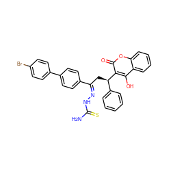 NC(=S)N/N=C(/C[C@H](c1ccccc1)c1c(O)c2ccccc2oc1=O)c1ccc(-c2ccc(Br)cc2)cc1 ZINC000004015166