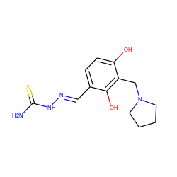 NC(=S)N/N=C/c1ccc(O)c(CN2CCCC2)c1O ZINC000014980191