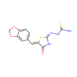 NC(=S)N/N=C1\NC(=O)/C(=C/c2ccc3c(c2)OCO3)S1 ZINC000016958332