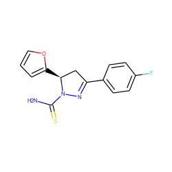 NC(=S)N1N=C(c2ccc(F)cc2)C[C@@H]1c1ccco1 ZINC000013675236