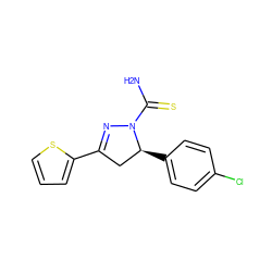 NC(=S)N1N=C(c2cccs2)C[C@@H]1c1ccc(Cl)cc1 ZINC000013675240