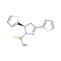 NC(=S)N1N=C(c2cccs2)C[C@@H]1c1cccs1 ZINC000013675247