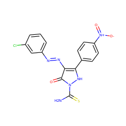 NC(=S)n1[nH]c(-c2ccc([N+](=O)[O-])cc2)c(/N=N/c2cccc(Cl)c2)c1=O ZINC000169324924