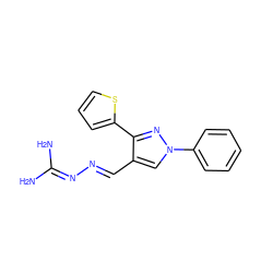 NC(N)=N/N=C/c1cn(-c2ccccc2)nc1-c1cccs1 ZINC000006454652