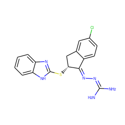 NC(N)=N/N=C1\c2ccc(Cl)cc2C[C@H]1Sc1nc2ccccc2[nH]1 ZINC000043061671