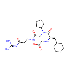 NC(N)=NC(=O)CCNC(=O)CN(C(=O)[C@@H](CC1CCCCC1)NCC(=O)O)C1CCCC1 ZINC000027188276