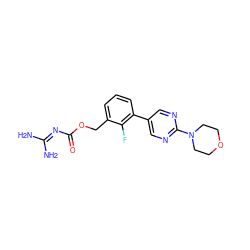 NC(N)=NC(=O)OCc1cccc(-c2cnc(N3CCOCC3)nc2)c1F ZINC000203671765