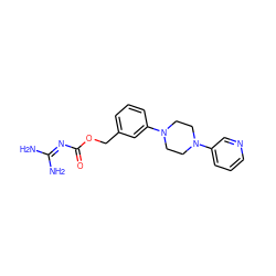 NC(N)=NC(=O)OCc1cccc(N2CCN(c3cccnc3)CC2)c1 ZINC000204307178