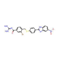 NC(N)=NC(=O)c1ccc(CSc2ccc(-c3nc4cc([N+](=O)[O-])ccc4[nH]3)cc2)c(Br)c1 ZINC000028819131