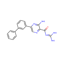 NC(N)=NC(=O)c1ncc(-c2cccc(-c3ccccc3)c2)nc1N ZINC000040879390