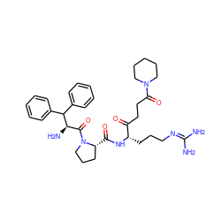 NC(N)=NCCC[C@H](NC(=O)[C@@H]1CCCN1C(=O)[C@@H](N)C(c1ccccc1)c1ccccc1)C(=O)CCC(=O)N1CCCCC1 ZINC000084521246